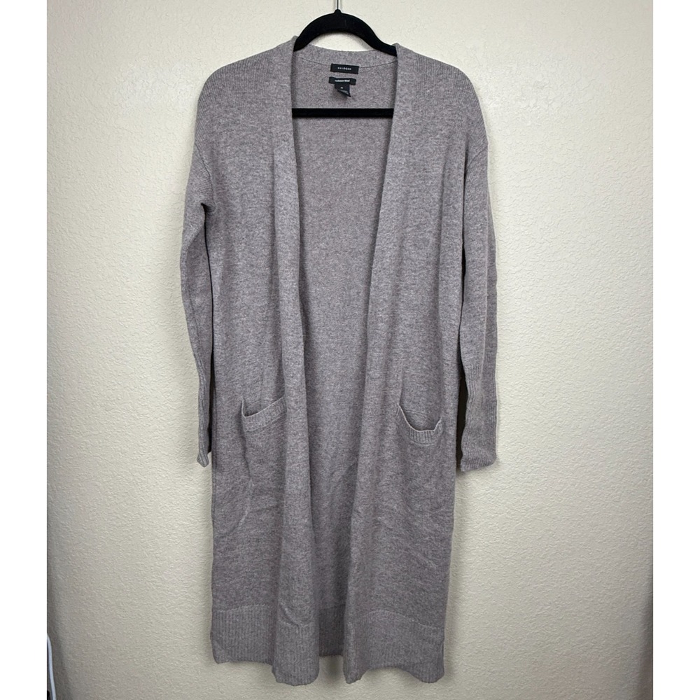 Halogen Women's Open Front Cardigan Wool Cashmere Longline Sweater Duster M